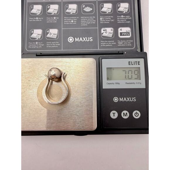 Vintage 70s Andreas Mikkelsen AJ Danish Modernist Sterling Silver Sphere Ring - Picture 7 of 9